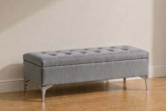 Banquette capitonné avec rangement gris