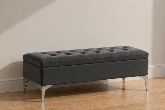 Banquette capitonné avec rangement gris anthracite