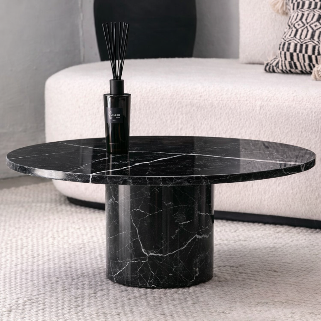 Table basse Ronde en marbre noir