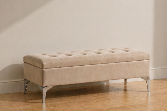 Banquette capitonné avec rangement beige