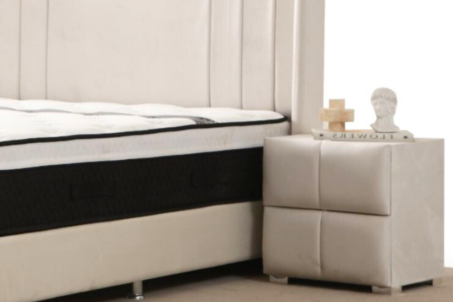 CHEVET TOKYO VELOURS BLANC CASSÉ