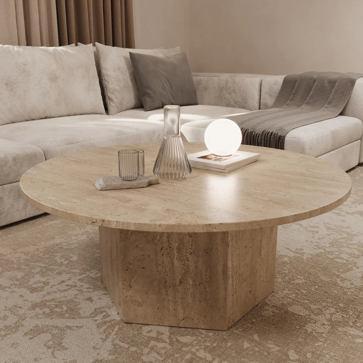Table basse Ronde Travertin