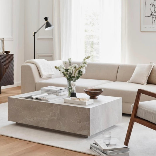 Table basse Bloc Marbre beige