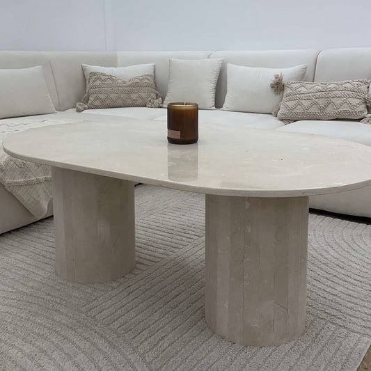 Table basse Oval marbre créma beige
