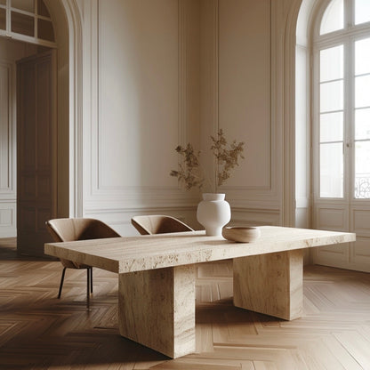 Table à manger rectangle bloc Travertin