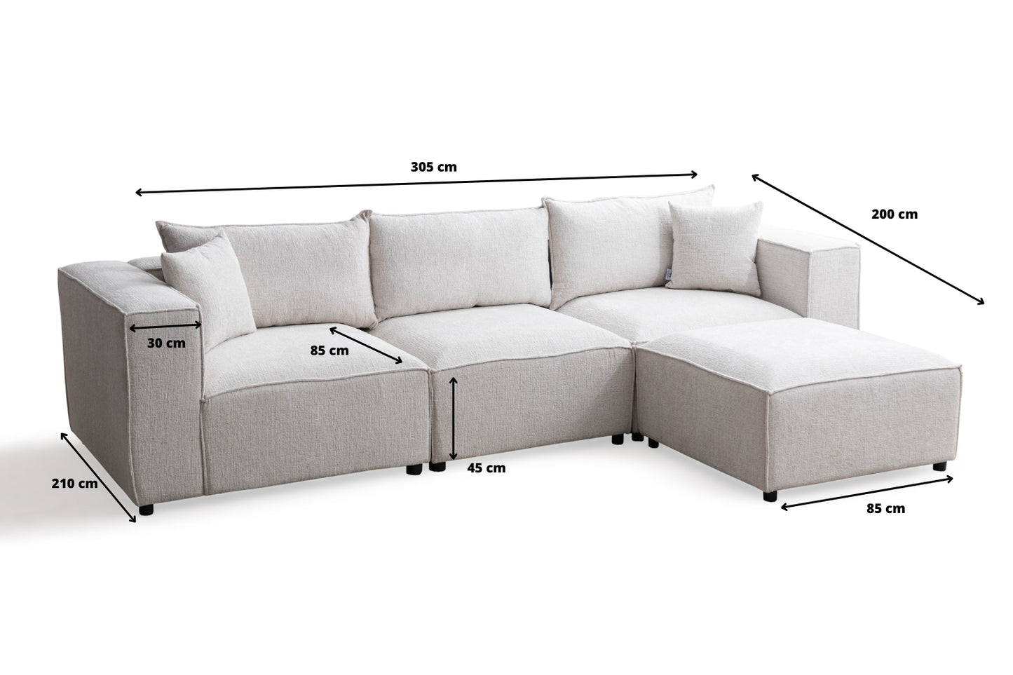 Canapé ELEGANCE Modulable Chenille  3+1 Pouf