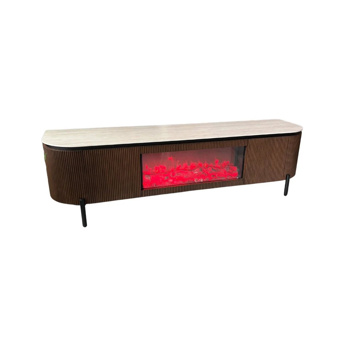 MEUBLE TV CERAMIC BROWN CHEMINÉE