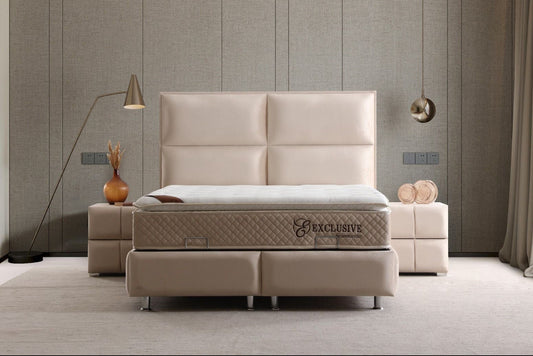 Lit Coffre SYDNEY Velours Beige