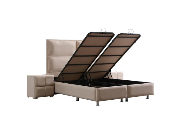 Lit Coffre SYDNEY Velours Beige