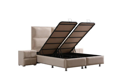 Lit Coffre SYDNEY Velours Beige