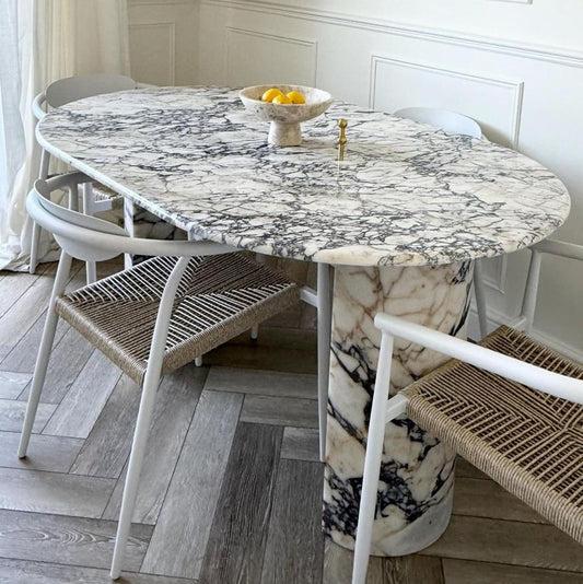 Table à manger ovale marbre calacatta