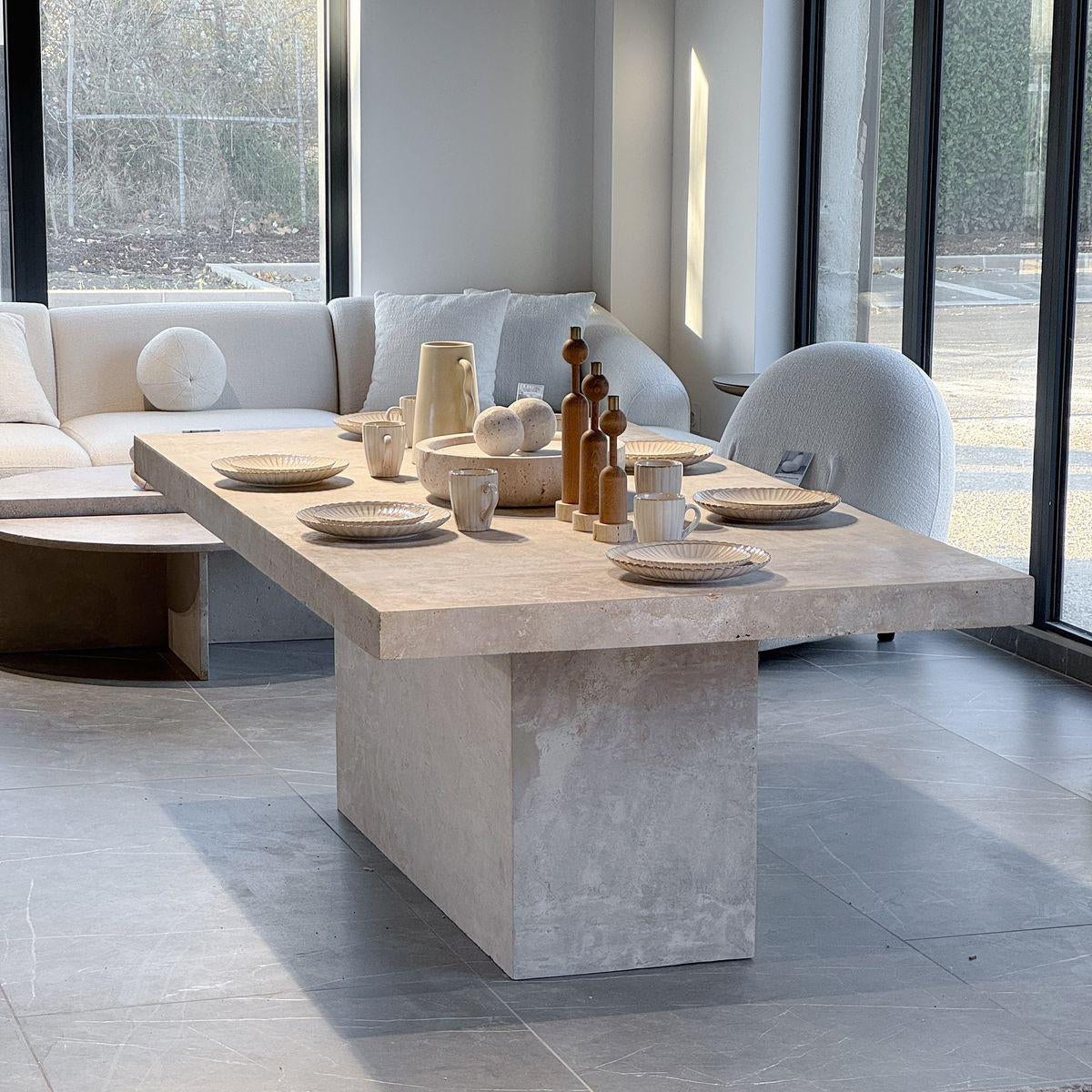 Table à manger rectangle Bloc Travertin