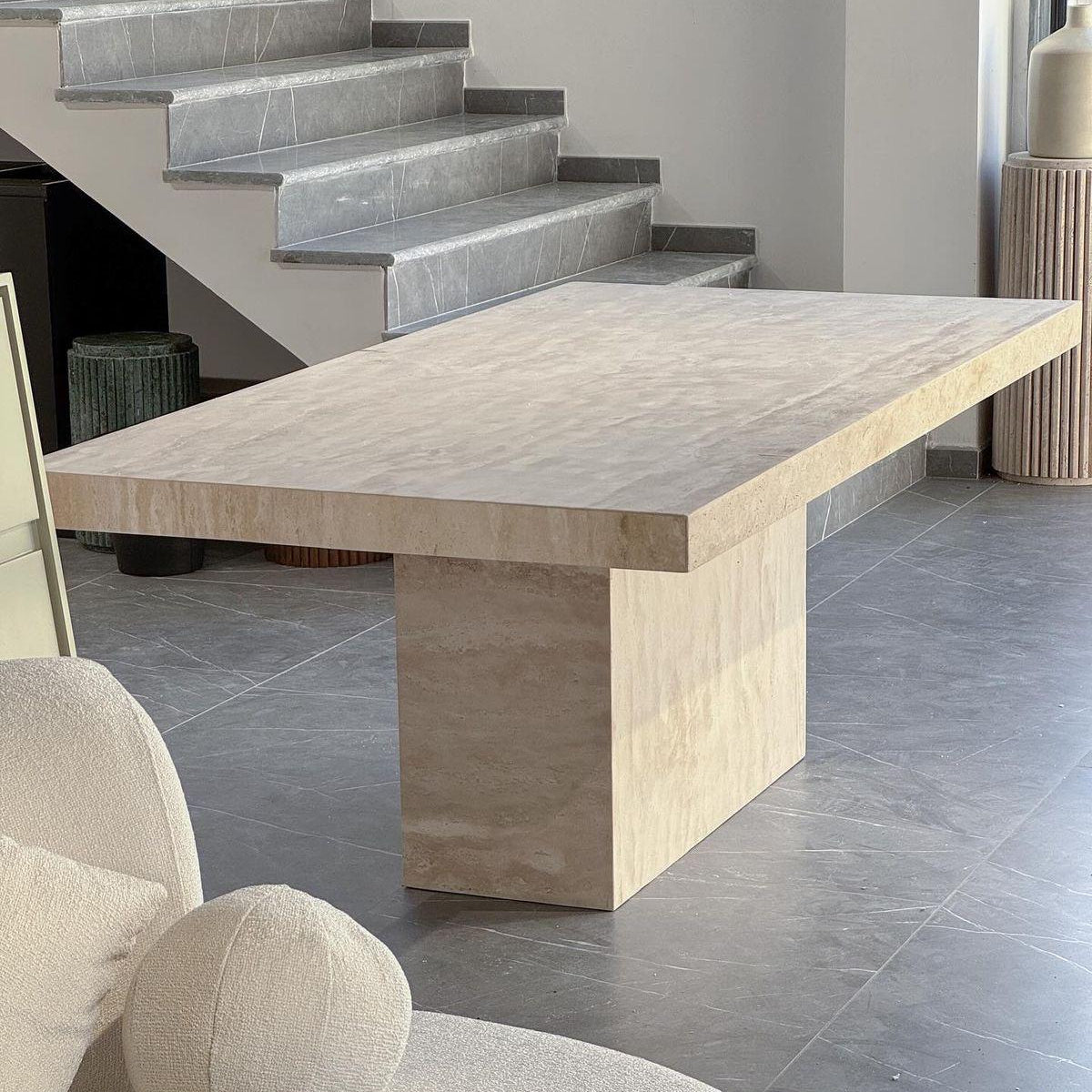 Table à manger rectangle Bloc Travertin