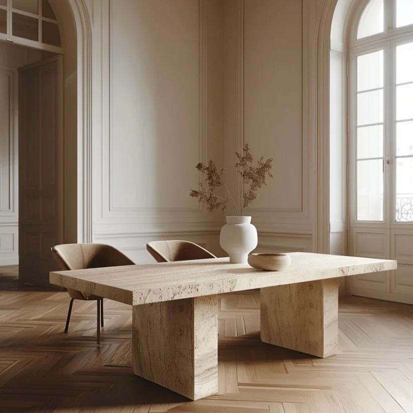 Table à manger rectangle Bloc Travertin