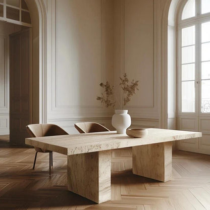 Table à manger rectangle Bloc Travertin