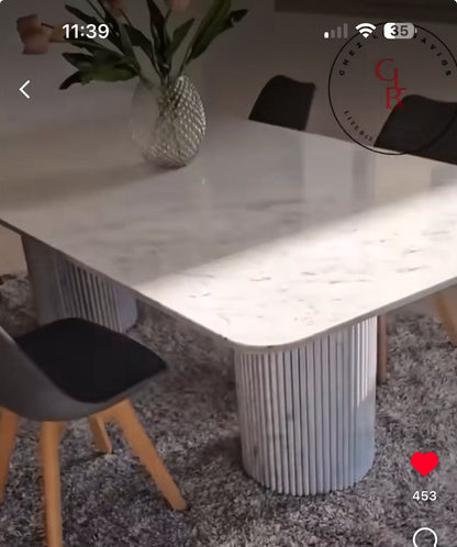 Table à manger rectangle bord arrondie en marbre CARRARE