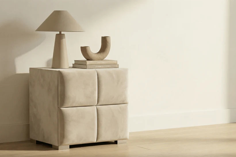 Table de chevet beige