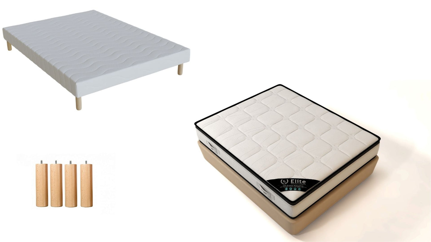 SOMMIER + MATELAS 22CM D'ÉPAISSEUR