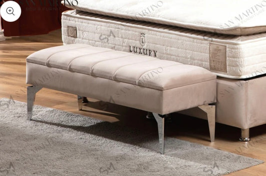 Banquette Coffre Capitonné Beige